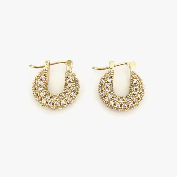 Baby Hoop Crystal Gold Earrings - Picture 2 of 6